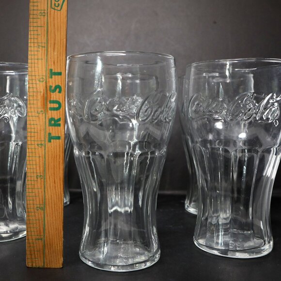 Vintage Anchor Hocking Coca-Cola Tumbler Glass Set (6) Contour Soda Pop Drinking - Picture 6 of 11